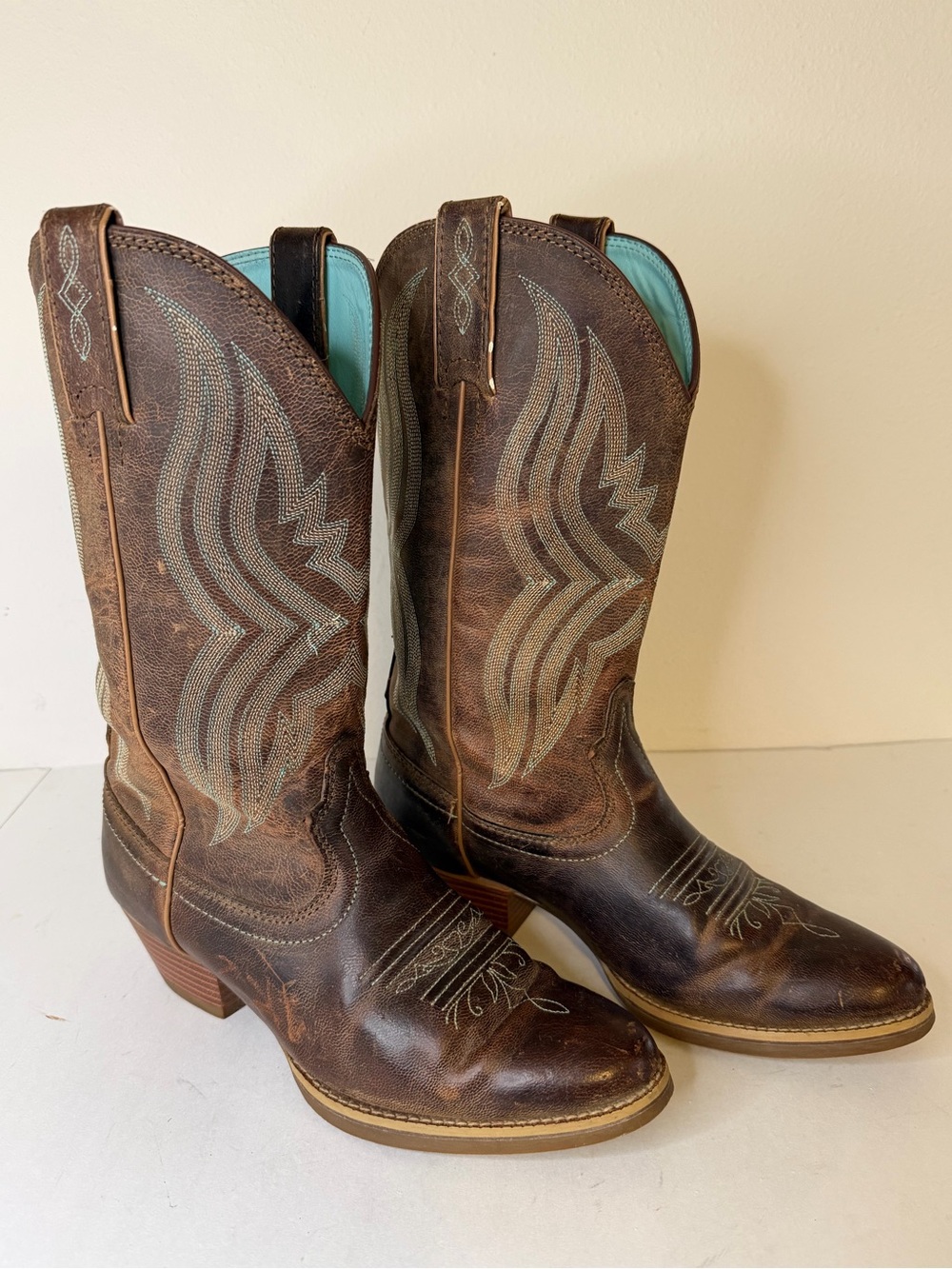 Justin Quinlan Coffee Leather Western Cowgirl Boots Women's Size 8.5 B SVL2002